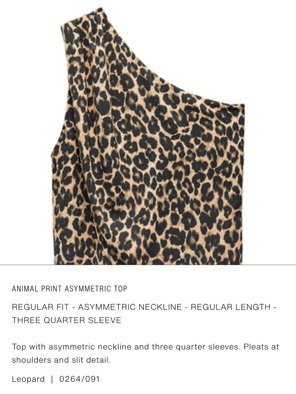 Zara Leopard Print Asymmetric One-Shoulder Top